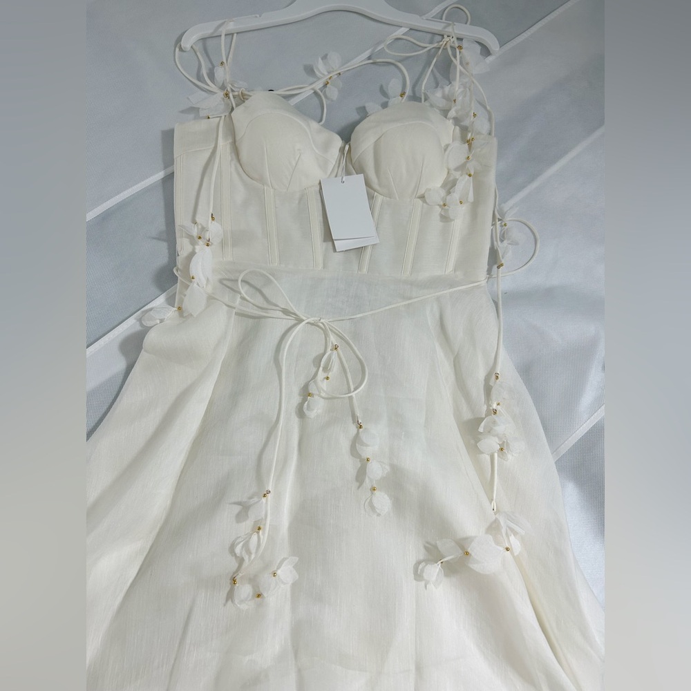 Zimmermann White Spaghetti-Strap A-Line Wedding Dress - Picture 8 of 16